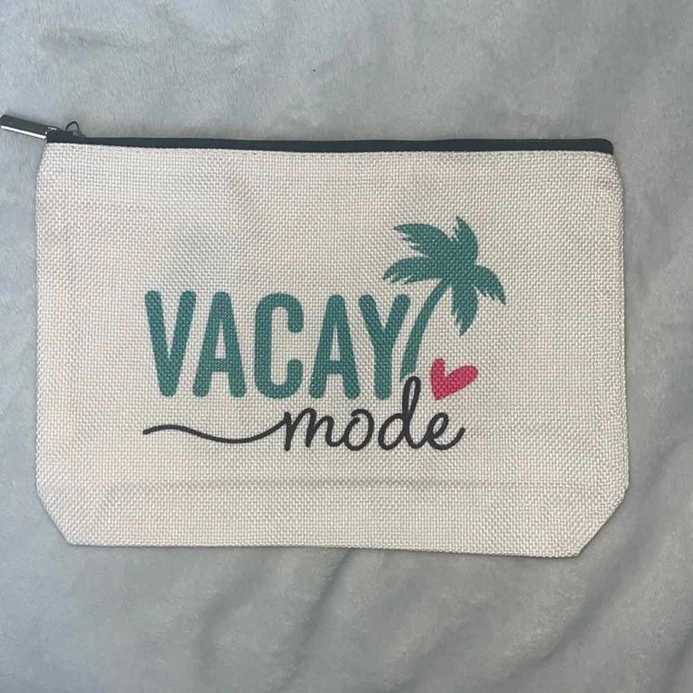 Vacay mode Beach Makeup Bag, California Surf Cosmetic Bags Beach vacation Ocean